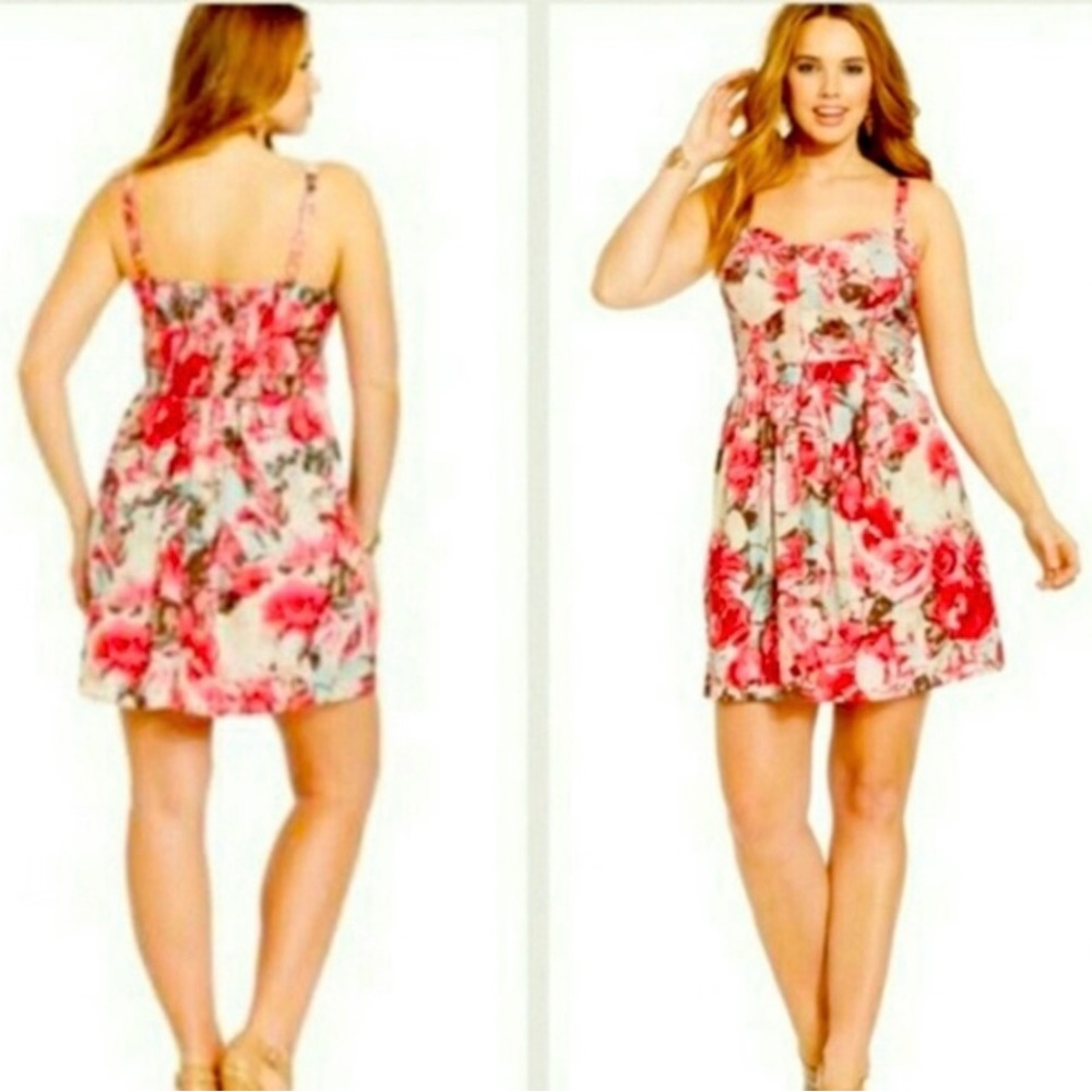 Jessica Simpson Pink Floral Bustier Dress